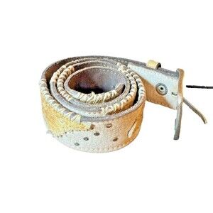 BKE BELT Stitched Rare And Unique Design Size Medium Brown And White
